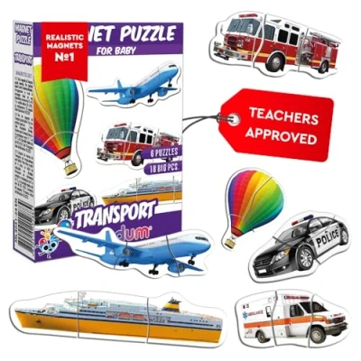 Image of magdum Magnetic Puzzles for Kids ages 2 4 Transport Toddler 3 year old Baby Animals Magnets Fridge Large Toddlers Educational Age Puzzle