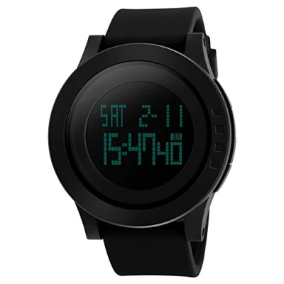 Image of TONSHEN Men&#039;s Military Watch 50M Waterproof Silicone Strap LCD Digital Electronic 164FT 50 Water Resistant 12H/24H Time Multifunction Sport Watches Black (Black)