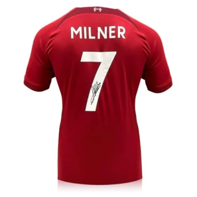Image of Exclusive Memorabilia James Milner Signed Liverpool 2022 23 Football Shirt