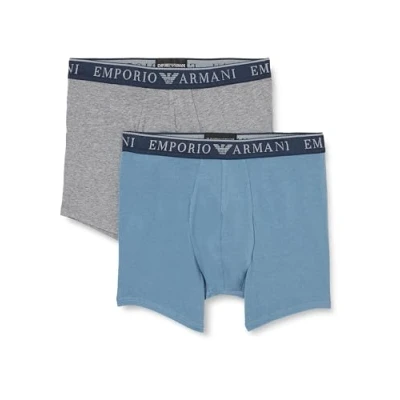 Image of Emporio Armani Men&#039;s Endurance 2 Pack Boxer Shorts, Grigio MELAN/Tempest, S