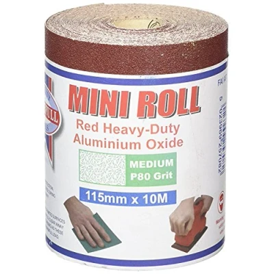 Image of Faithfull FAIAR1080R 10M Medium (80 grit) Sandpaper Roll Red (HD) 115mm x