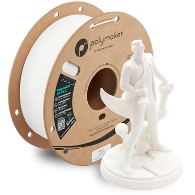 Image of Polymaker HT PLA Filament 1.75mm White, High Temp for 3D Printing, Heat Stable Up to 130C, Easy Print, Works with Most FDM Printers, 1kg Spool