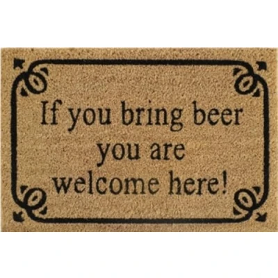 Image of Natural Coir 60cm x 40cm heavy duty doormats with rubber base funny message (bring beer)