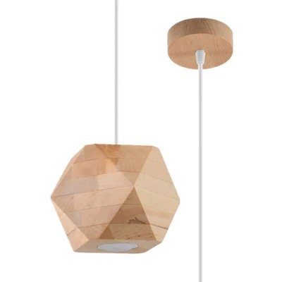 Image of Woody Spherical Pendant Ceiling Light, Natural Wood, 1x GU10