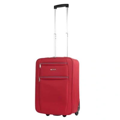 Image of ITACA Soft Cabin Suitcase Travel Small with Wheels EVA Hand Luggage Case Telescopic Handle Lightweight Carry on Zippered Compartment in, Red