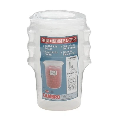 Image of Cambro RFS1PPSW3190 1 Quart Round Food Storage Container with Lid, Set of 3