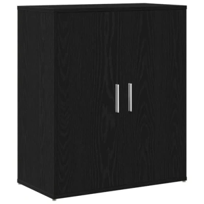 Image of vidaXL Black Oak Sideboard Modern Engineered Wood Storage Cabinet 60x31x70 cm with Ample Space for Living Room or Dining