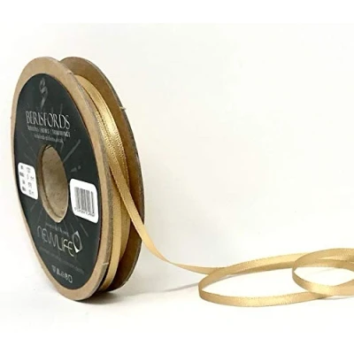 Image of Berisfords 3mm 678 Honey Gold NewLife Satin Ribbon 100% Recycled 50m Reel, Cardboard