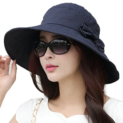 Image of Comhats Womens Sun Hat Large Head Bucket Summer Sunhat Packable Beach Wide Brim UPF50+ for Navy