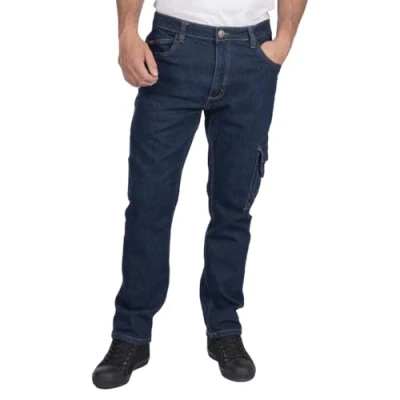 Image of Lee Cooper LCPNT239 Workwear Safety Carpenter Stretch Denim Jeans Work Trousers, Light Blue, 38W / 31L