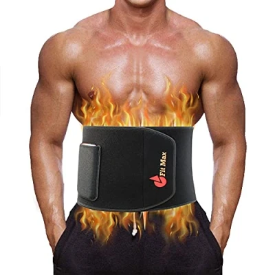 Image of Fit Max Waist Slimming Sweat belt, Sauna Adjustable Lumbar Back Support trainer, Tummy Trimmer, Abs Toner Belly band. Black