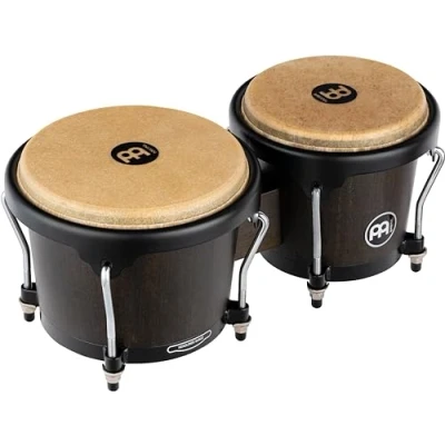 Image of Meinl Percussion Bongos Headliner Wood 2 hand drums with 6.75 and 8 inches including tuning key Siam Oak, Black (HB100VWB M)