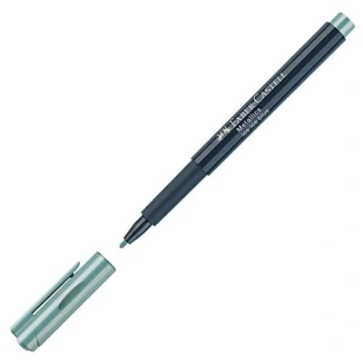 Image of Faber Castell Creative Studio Metallics Marker, Ice Blue, Single For Art, Craft, Drawing, Sketching, Home, School, University, Colouring