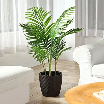 Image of Fopamtri Artificial Areca Palm Plant 110 cm Fake Tree with 10 Trunks Faux in Pot for Indoor Outdoor Modern Decor Home Office Perfect Housewarming Gift (1 Pack)