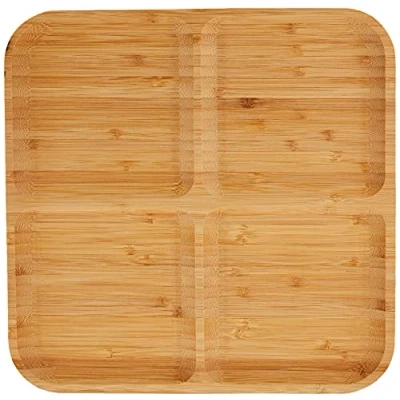 Image of Koopman Bamboo Plate with 4 Compartments, Brown, K8719987314643