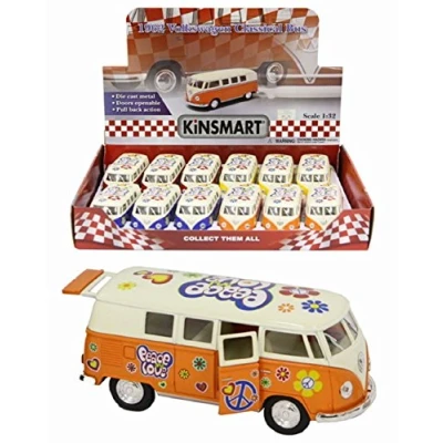 Image of Volkswagen Campervan 1:32 Die Cast With Peace And Love Hippy Design