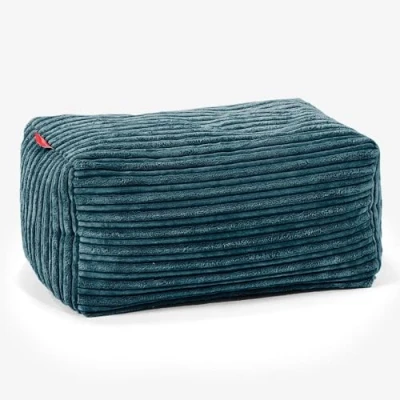 Image of Lounge Pug CORD Bean Bag Footstool Small TEAL BLUE (Size 20cm H x 35cm D 45cm Wide)