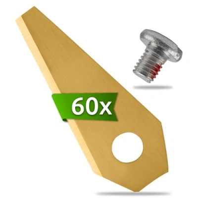 Image of ECENCE 60x Titan Replacement Blade Quality compatible with Blades Bosch Indego Connect Lawnmower 0,75MM 3GR + Screws