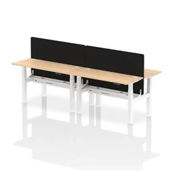 Image of Air B2B 1400x600mm Adjustable 4P Bench Desk CP Maple/White + Screen