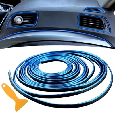 Image of Car Accessories Interior Trim Strips 5M/16.4FT Universal for women &amp; men DIY Flexible Strip Decoration with Installing Tool (Blue)