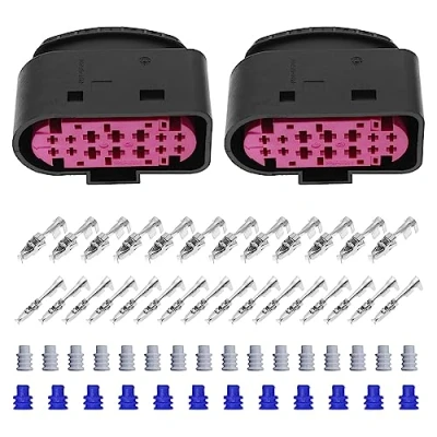 Image of Create idea 2 Set Auto Sensor Repair Kit 1J0973737 Compatible with Volkswagen Audi 14 Pin Plugs Car