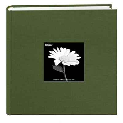 Image of Fabric Frame Cover Photo Album 200 Pockets Hold 4x6 Photos, Herbal Green