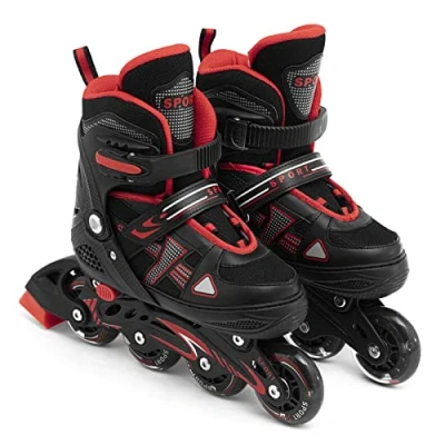 Image of Adjustable Illuminating Inline Skates with Light Up Wheels for Kids and Youth Girls Boys