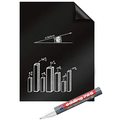 Image of Legamaster Magic Chart Blackboard foil static self adhesive matt black 80x60cm incl. 1 chalk marker 25 sheets on a roll