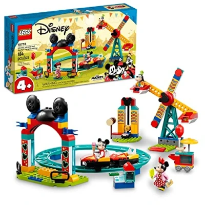 Image of LEGO Disney Mickey and Friends Mickey, Minnie Goofy’s Fairground Fun 10778 Building Toy Set for Preschool Kids, Girls, Boys Ages 4+ (184 Pieces)