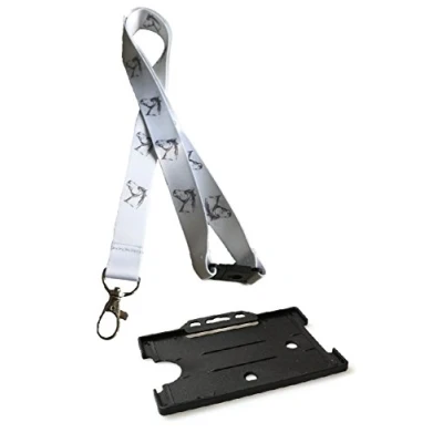Image of 20mm Lanyard with Safety Break Away and Matching Black Single Card Holder (Horse Print)