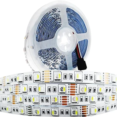 Image of Tesfish 12V LED Strip Lights, 4 in 1, RGBW RGB + White 6000K 5M Mixed Color Light SMD 5050 IP20 300 LEDs Rope for Bedroom, Kitchen Decoration