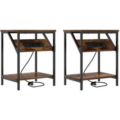 Image of vidaXL Bedside Cabinets 2 pcs Smoked oak Engineered wood