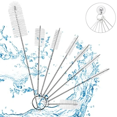 Image of Vicloon Bottle Cleaning Brushes, 8 Pcs Tube Brush Nylon Pipe Cleaner Set for Glasses Straw