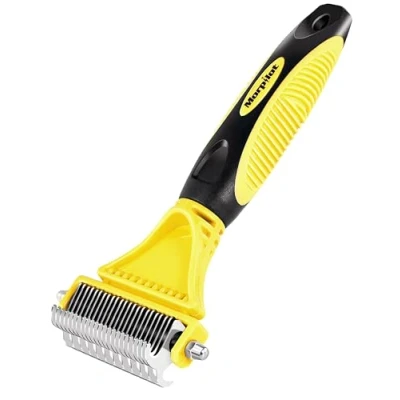 Image of Morpilot Dog Brush Cat Grooming Comb, 23+12 Double Sided Undercoat Rake Dematting Deshedding Tool for Long Hair Pets Slicker Shedding Brushes Efficiently Reduces Loss by up to 90%