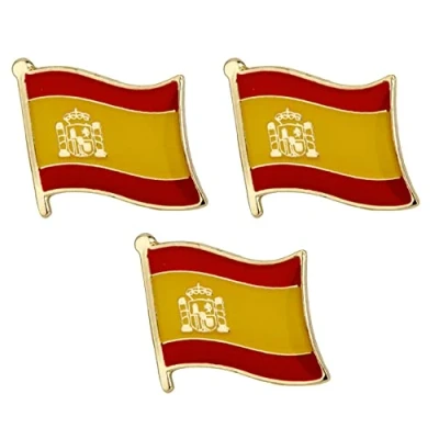 Image of 3 X Spanish Spain National Flag Metal Enamel Pin Badge