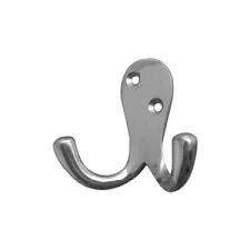 Image of Victorian Double Robe Hook Satin Chrome Pack of 4