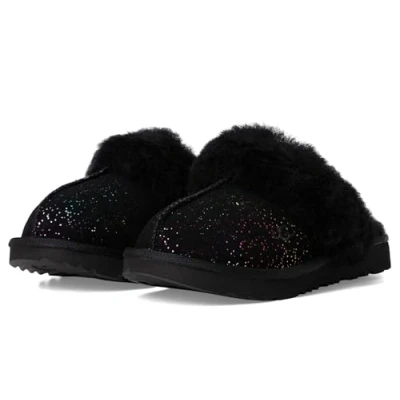 Image of UGG Girls Cozy Ii Shimmer Sky Slipper, Black Rainbow Metallic, 12 UK Child