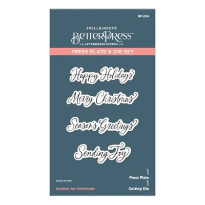 Image of Spellbinders BP 204 Sending Joy Sentiments Press Plate &amp; Die Set from The Home for Holidays Collection