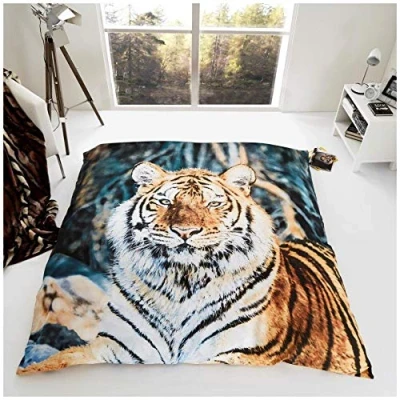 Image of GC GAVENO CAVAILIA Animal Fleece Blankets, Soft &amp; Cosy Throws For Settees, Snuggly Tiger Blanket Bed, Multi, 200X240 Cm