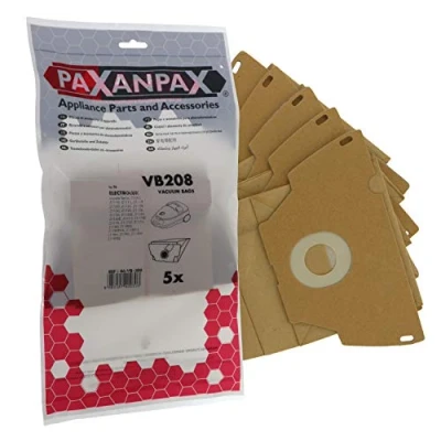 Image of Paxanpax VB208 Compatible Paper Vacuum Bags for Electrolux &#039;E44/E49N&#039; Mondo Z1100 Series (Pack of 5), Brown