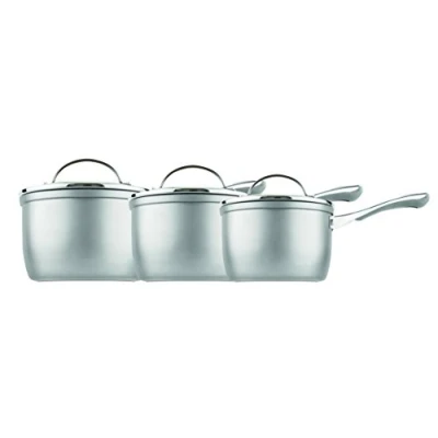 Image of Prestige Prism Induction Aluminium Saucepan, Silver, 14 cm, 16 cm and 18 Set of 3