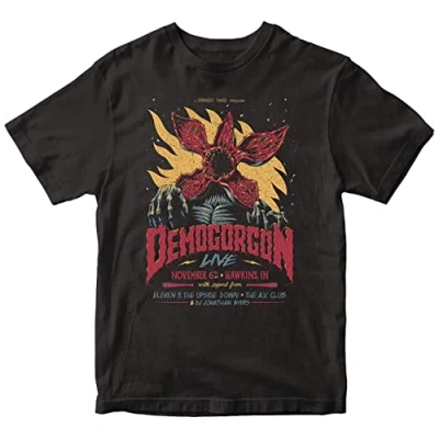 Image of Stranger Things T Shirt (Demogorgon Head Design) 100% Cotton Official Merchandise ​ Black