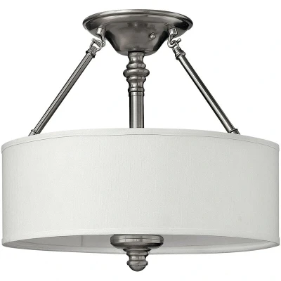 Image of Sussex 3 Light Semi Flush Ceiling Brushed Nickel, E27