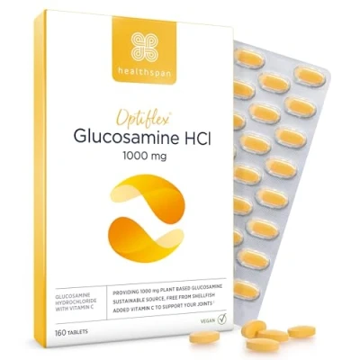 Image of Healthspan Optiflex Glucosamine 1,000mg with Vitamin C Joint Health 40% More Per Gram Sustainably Sourced Vegan (160 Tablets)