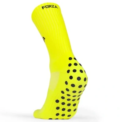 Image of FORZA Football Grip Socks [XS XL] Unisex Mid Calf Length Sports 10 Colour Options Ideal for All (Pack of 3, Fluro Yellow, S/M (4 7))