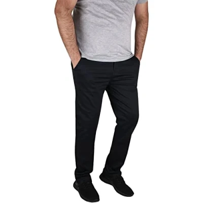 Image of True Face Mens Chino Regular Fit Jeans Stretch Trousers Straight Leg Pants Casual Work Cotton Zip Fly Bottoms Navy 32W / 34L