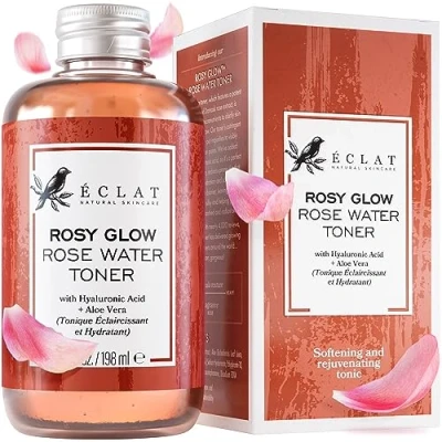 Image of Rose Water Toner Pure with Hyaluronic Acid &amp; Aloe Vera, Pore Minimizer Facial Toner, Hydrating Face for Women, Rejuvenating and Soothing Skin