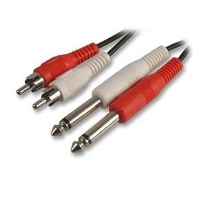 Image of Ex Pro® Audio Cable 2 x 6.35mm Jack Mono to RCA Phono, 0.5m (50cm)