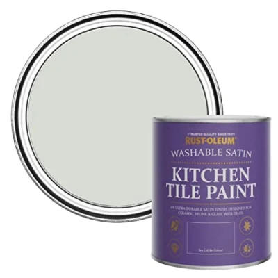 Image of Rust Oleum Grey water resistant Kitchen Tile Paint in Satin Finish Winter 750ml