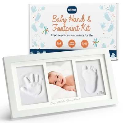 Image of Niimo Baby Hand and Footprint Kit Inkless Handprint with Photo Frame, Keepsake, &amp; Kit, Shower Gifts Gift Set, New Mum